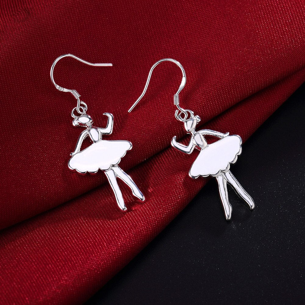 925 Stamp Silver Color Earrings Hooks For Women Hanging Pendants Valentine Creative  Vintage Jewelry Christmas