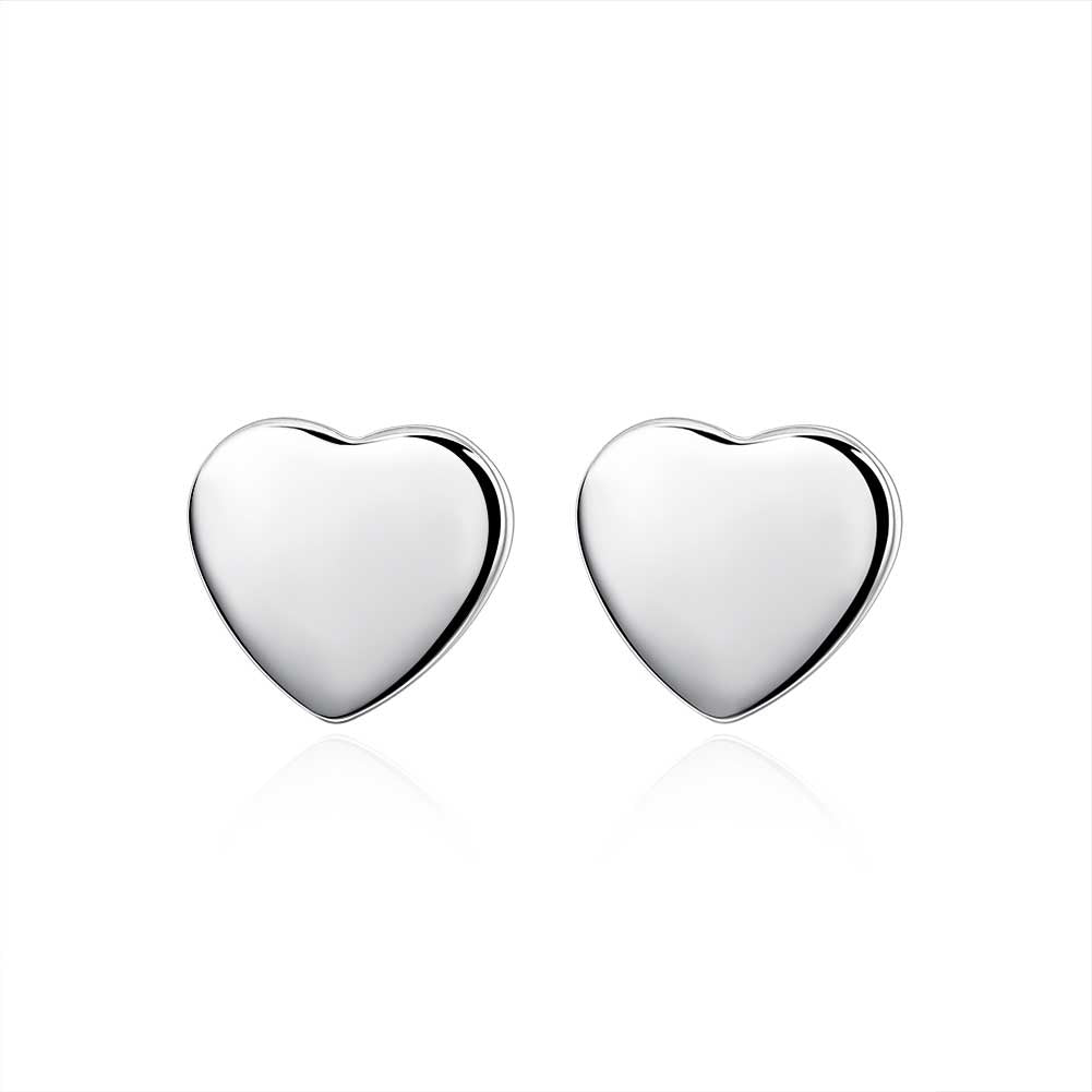 925 Stamp Silver Color Earrings heart Ear Stud Womens  Party Jewelry Love Gift Christmas