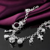 925 Stamp Silver Color 13pcs Pendant Chain Charm Bracelet for Women Girls Lady Gift Women Fine Jewelry Christmas