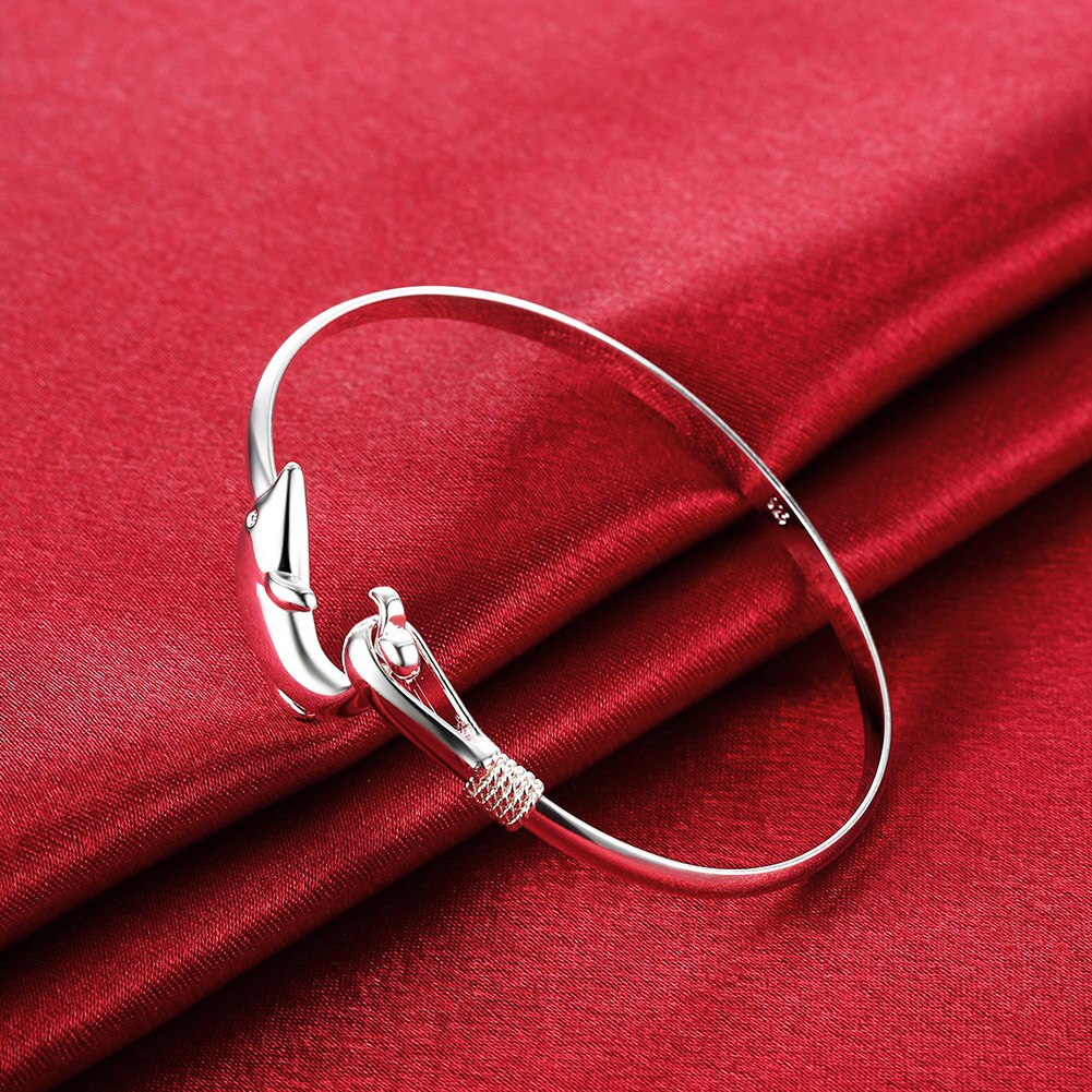 925 Stamp Silver Color Animal Dolphin  Bracelet Bangles For Women Wedding Party Jewelry Female Christmas GaaBou