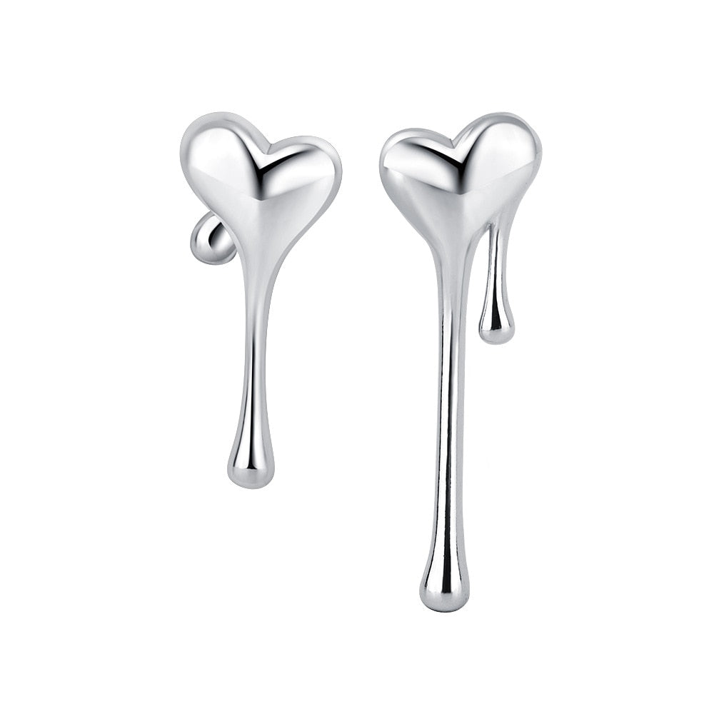 925 Stamp Silver Color Water Drop Heart Stud Earrings For Women Wedding Vintage  Fine Jewelry Christmas GaaBou