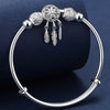 925 Stamp Silver Color Feather Hollow Ball Bracelets For Women  Lucky Bangles Wedding Party Jewelry Female Christmas Gift