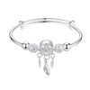 925 Stamp Silver Color Feather Hollow Ball Bracelets For Women  Lucky Bangles Wedding Party Jewelry Female Christmas Gift