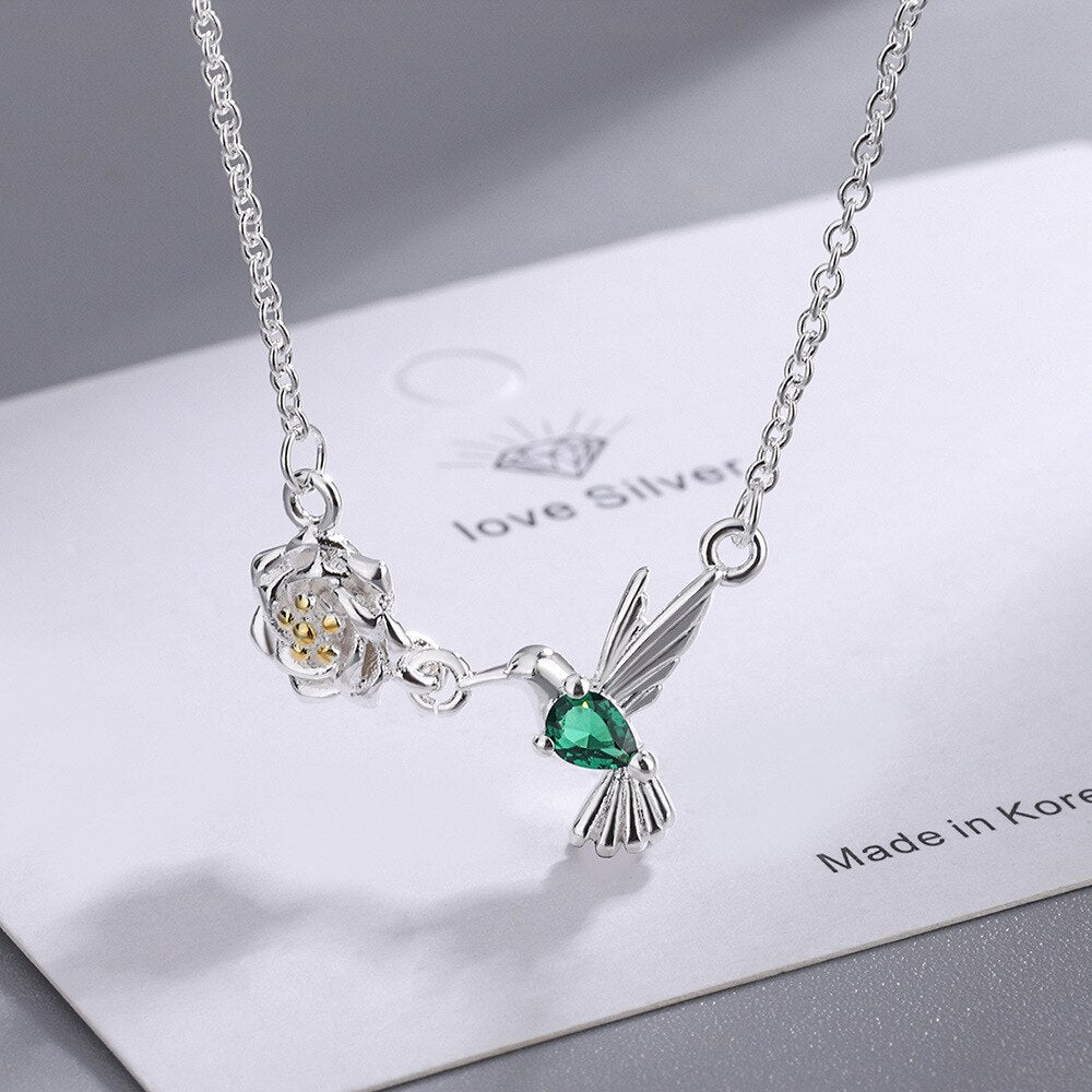 925 Stamp Silver Color Flower Bird Necklaces For Women 45 Inch Chains Wedding  Quality Jewelry GaaBou Jewellery
