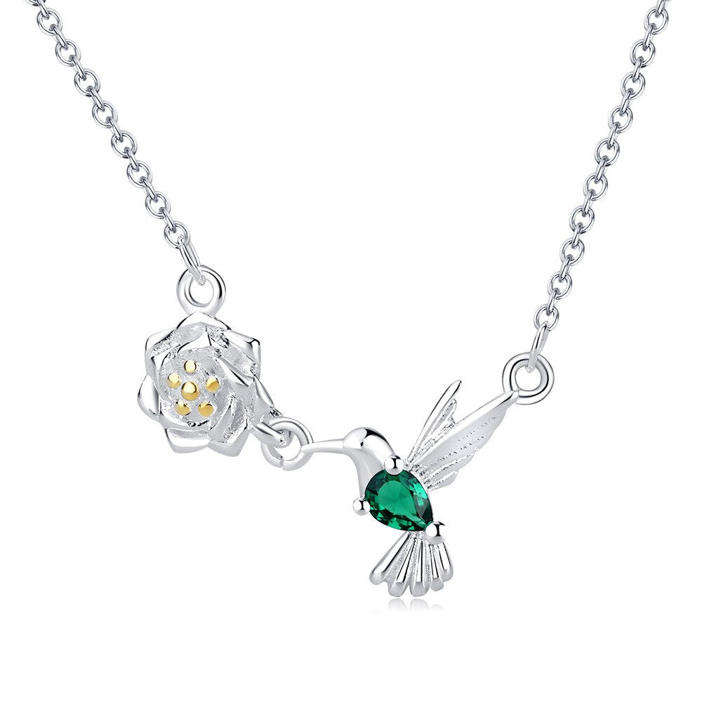 925 Stamp Silver Color Flower Bird Necklaces For Women 45 Inch Chains Wedding  Quality Jewelry GaaBou Jewellery