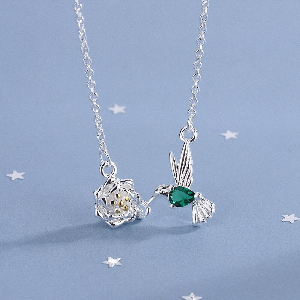 925 Stamp Silver Color Flower Bird Necklaces For Women 45 Inch Chains Wedding  Quality Jewelry GaaBou Jewellery