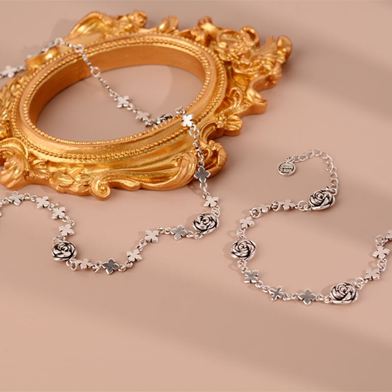 925 Stamp Silver Color Flower Bracelets Necklace Jewelry Sets For Women Wedding  Juwellery Set Female Accessories GaaBou