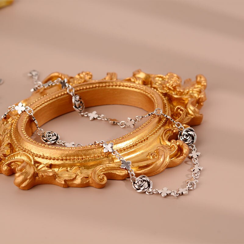925 Stamp Silver Color Flower Bracelets Necklace Jewelry Sets For Women Wedding  Juwellery Set Female Accessories GaaBou
