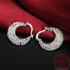 925 Stamp Silver Color Flower Circle Small Hoop Earrings For Women Sleeper Earrings Trend Wedding Jewelry Christmas Gift GaaBou