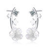 925 Stamp Silver Color Flower Stud Earrings For Women Star Zircon Earrings Korea  Wedding Jewelry Gift GaaBou