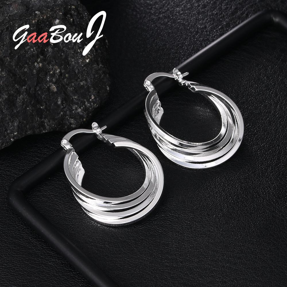 925 Stamp Silver Color Four Layers Personalized Small Hoop Earrings For Women Wedding Christmas Jewelry Christmas Gift