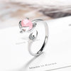 925 Stamp Silver Color Fox Zircon Adjustable Open Finger Rings For Women Girls Wedding Dorpshipping Anelli Fine Party Jewelry
