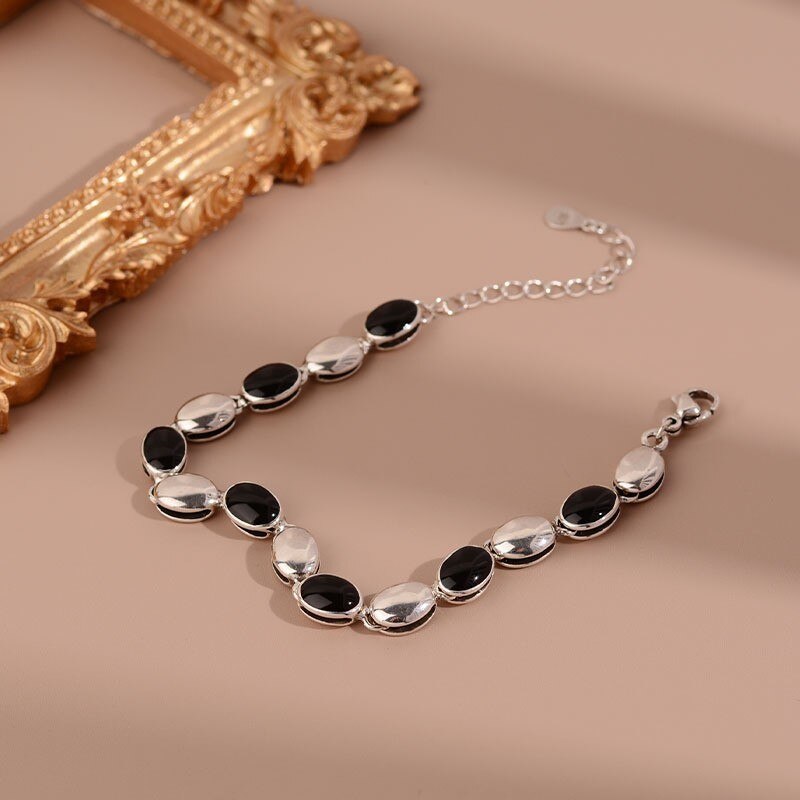 925 Stamp Silver Color Geometry Bracelet For Women Square Round Chain Bangles Fine  Charms Jewelry Accessories Christmas