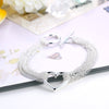 925 Stamp Silver Color Heart Bracelets For Women Tassels Chain Bangles Engagement Wedding Party Jewelry GaaBou Christmas