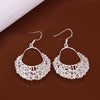 925 Stamp Silver Color Hollow Flower Hanging Earrings For Women  Long Earrings Party Jewelry Female Christmas Gift GaaBou