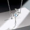 925 Stamp Silver Color Jewelry Set Moon Stud Earrings For Women Wedding Necklaces Crystal Elegant Party Girl Gift