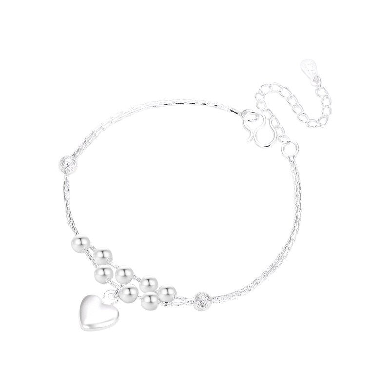 925 Stamp Silver Color LOVE Heart Bracelet For Women On Hand Charms Bracelet Wedding  Jewelry 2022 Girls Gifts Christmas