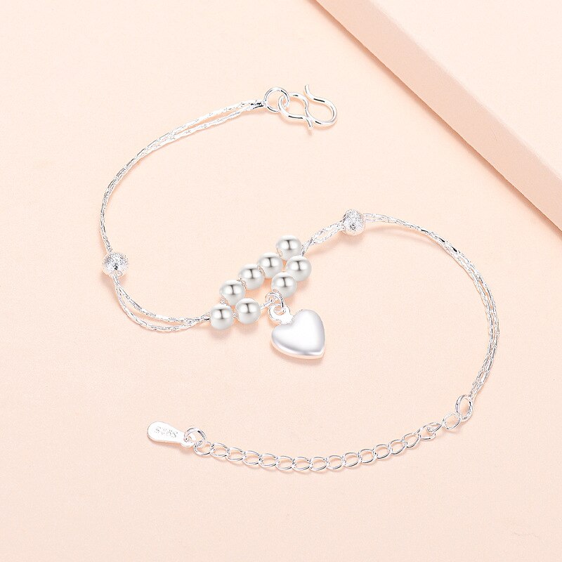 925 Stamp Silver Color LOVE Heart Bracelet For Women On Hand Charms Bracelet Wedding  Jewelry 2022 Girls Gifts Christmas