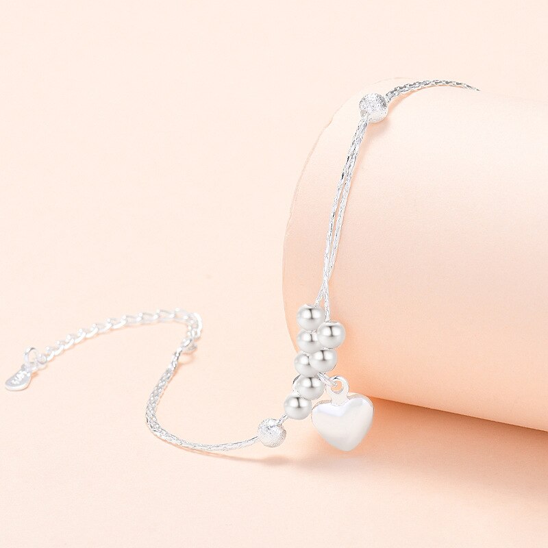 925 Stamp Silver Color LOVE Heart Bracelet For Women On Hand Charms Bracelet Wedding  Jewelry 2022 Girls Gifts Christmas