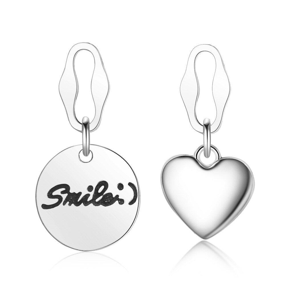 925 Stamp Silver Color LOVE Heart Stud Earrings For Women Charm Round  Drop Earrings Wedding Party Jewelry Female Girl Gift