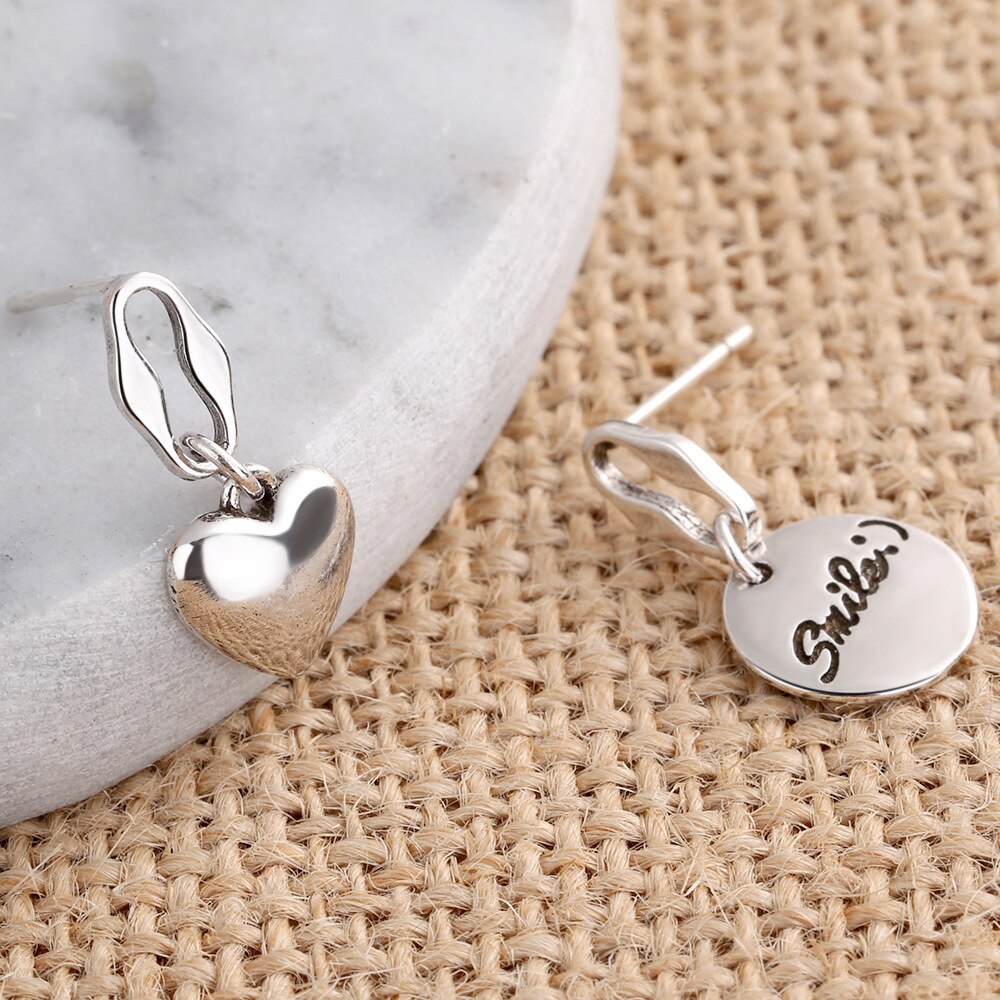 925 Stamp Silver Color LOVE Heart Stud Earrings For Women Charm Round  Drop Earrings Wedding Party Jewelry Female Girl Gift