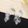 925 Stamp Silver Color Leaf Dangle Earrings For Women 2022 Trend Dangling Earrings Party Christmas Jewelry Gifts For Women