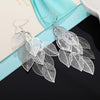 925 Stamp Silver Color Leaf Dangle Earrings For Women 2022 Trend Dangling Earrings Party Christmas Jewelry Gifts For Women
