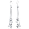 925 Stamp Silver Color Long Tassel Hanging Balls Earrings Dangle For Women  Jewelry Accessories Christmas GaaBou