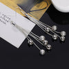 925 Stamp Silver Color Long Tassel Hanging Balls Earrings Dangle For Women  Jewelry Accessories Christmas GaaBou
