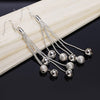 925 Stamp Silver Color Long Tassel Hanging Balls Earrings Dangle For Women  Jewelry Accessories Christmas GaaBou