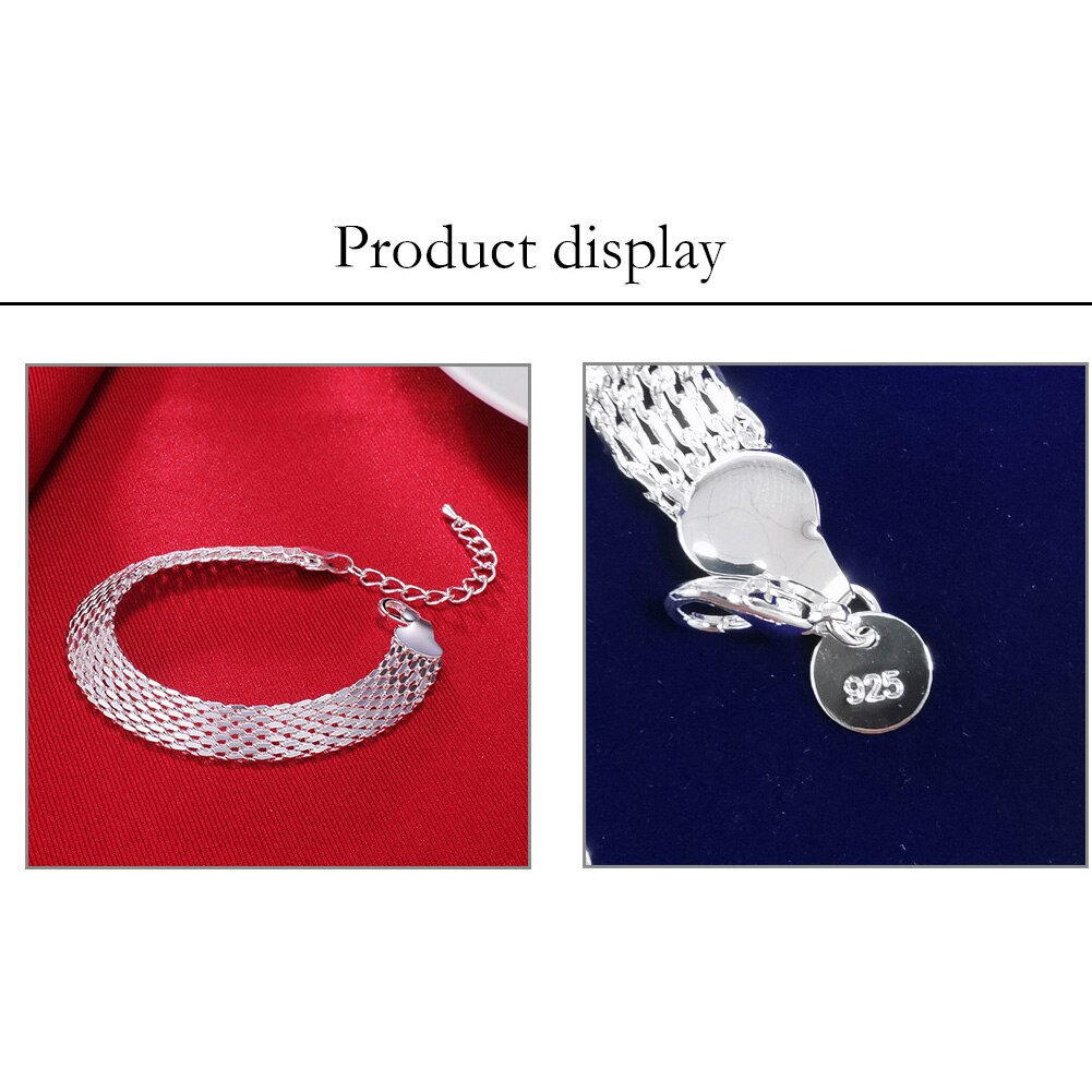 925 Stamp Silver Color Lucky Bracelets Cuff Charm Braided Bracelet Chain Bangle Women Ladies Girls Jewelry Gift Silber Christmas