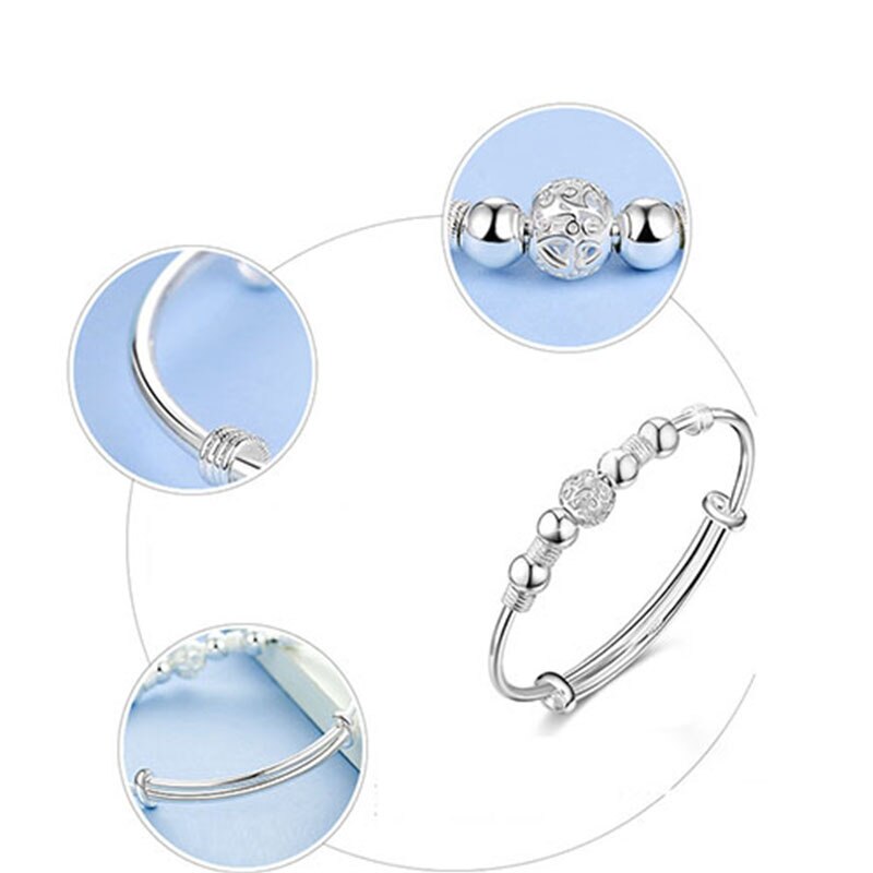 925 Stamp Silver Color Lucky Charm Bracelet Cuff Bracelets For Women Bangles Jewelry Pulseira Christmas