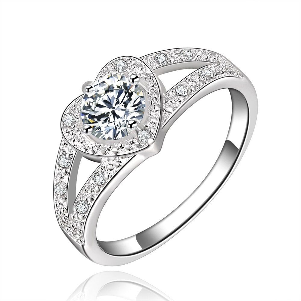 925 Stamp Silver Color  Heart Zircon Rings For Women Wedding Engagement Fine Jewelry Gift Female GaaBou Jewellery