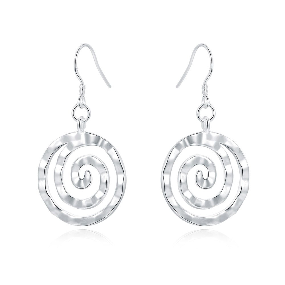 925 Stamp Silver Color  Round Thread Cute Drop Long Hanging Dangle Earrings Hooks For Women Jewelry Christmas