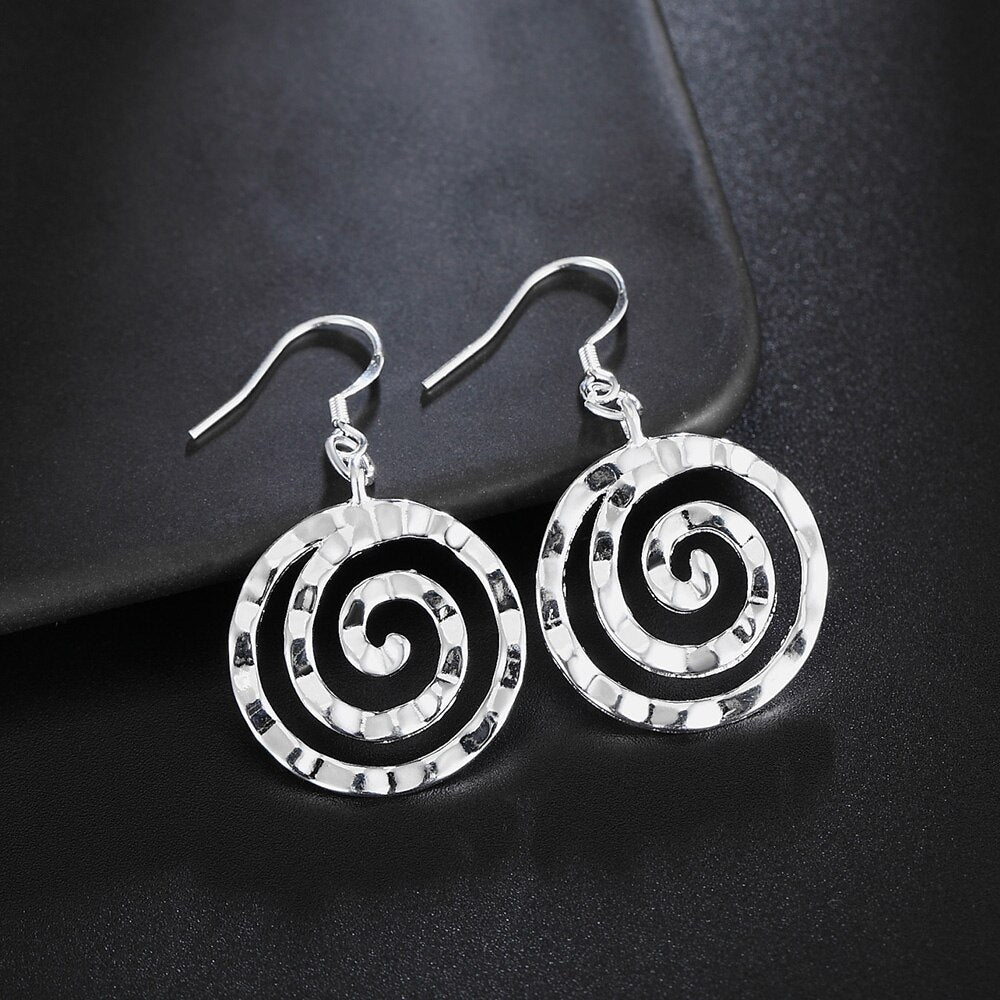 925 Stamp Silver Color  Round Thread Cute Drop Long Hanging Dangle Earrings Hooks For Women Jewelry Christmas