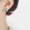 925 Stamp Silver Color Jewelry  Cat Green Crystal Earrings For Women Retro Trendy Party Girls Gift Christmas