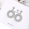 925 Stamp Silver Color Jewelry  Dangle Hollow Round Classic Stud Earrings For Women Retro Trendy Wedding Girls Gift