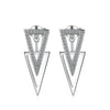 925 Stamp Silver Color Jewelry  Double Triangle Zircon Earrings For Women Retro Trendy Party Girls Gift Christmas