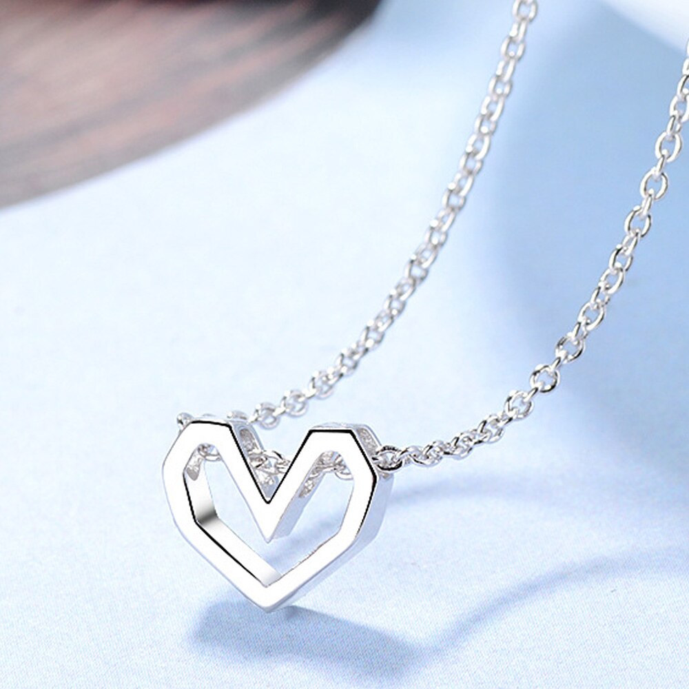 925 Stamp Silver Color Personalized Hollow Heart Pendant And Necklaces For Women 18Inch Chain Wedding Party Jewelry Gift GaaBou