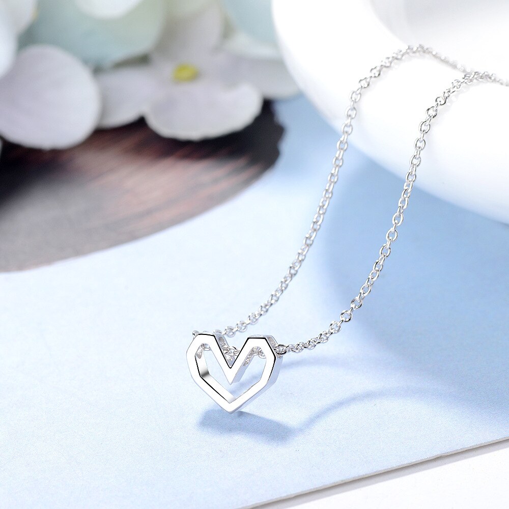 925 Stamp Silver Color Personalized Hollow Heart Pendant And Necklaces For Women 18Inch Chain Wedding Party Jewelry Gift GaaBou
