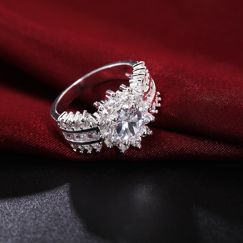 925 Stamp Silver Color Personalized Jewelry Double-Deck Zircon Rings For Women Engagement Wedding  Gifts 2022 Trend