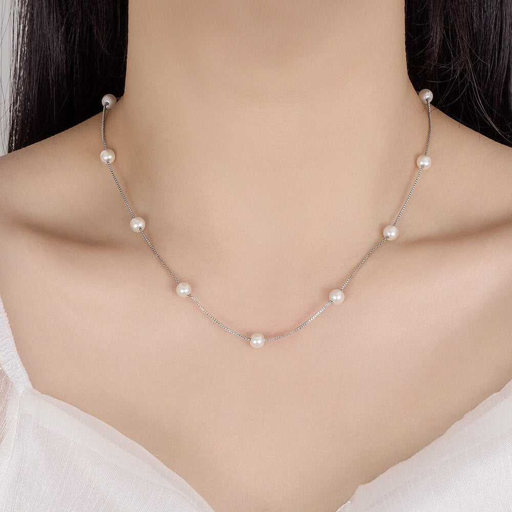 925 Stamp Silver Color Plated Necklaces For Women Vintage Female Beads Chain Wedding Fine Jewelry  GaaBou