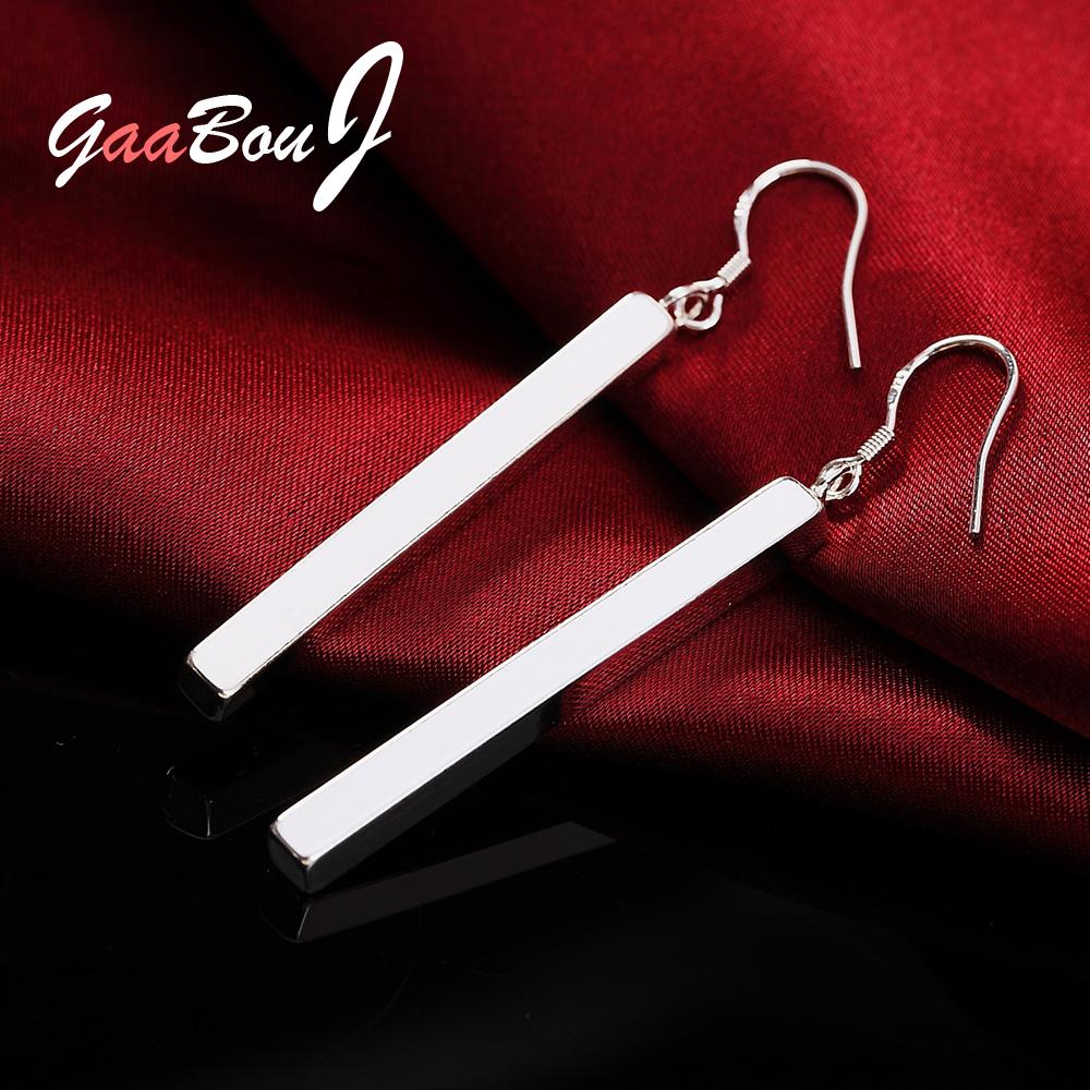 925 Stamp Silver Color Rectangle Geometry Dangle Earrings For Women Drop Earrings  Jewelry Christmas GaaBou