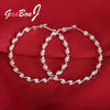 925 Stamp Silver Color Round Big 45MM Twisted Hoop Earrings For Women Wedding Engagement Party Charm Jewelry Christmas