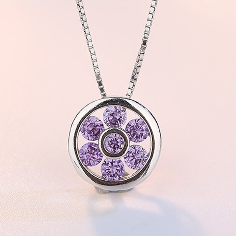 925 Stamp Silver Color Round Zircon Pendants And Necklaces For Women Wedding Party Retro Jewelry Birthday Gift