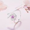 925 Stamp Silver Color Sakura Adjustable Open Finger Rings For Women Girls Wedding Dorpshipping Anelli Fine Party Jewelry