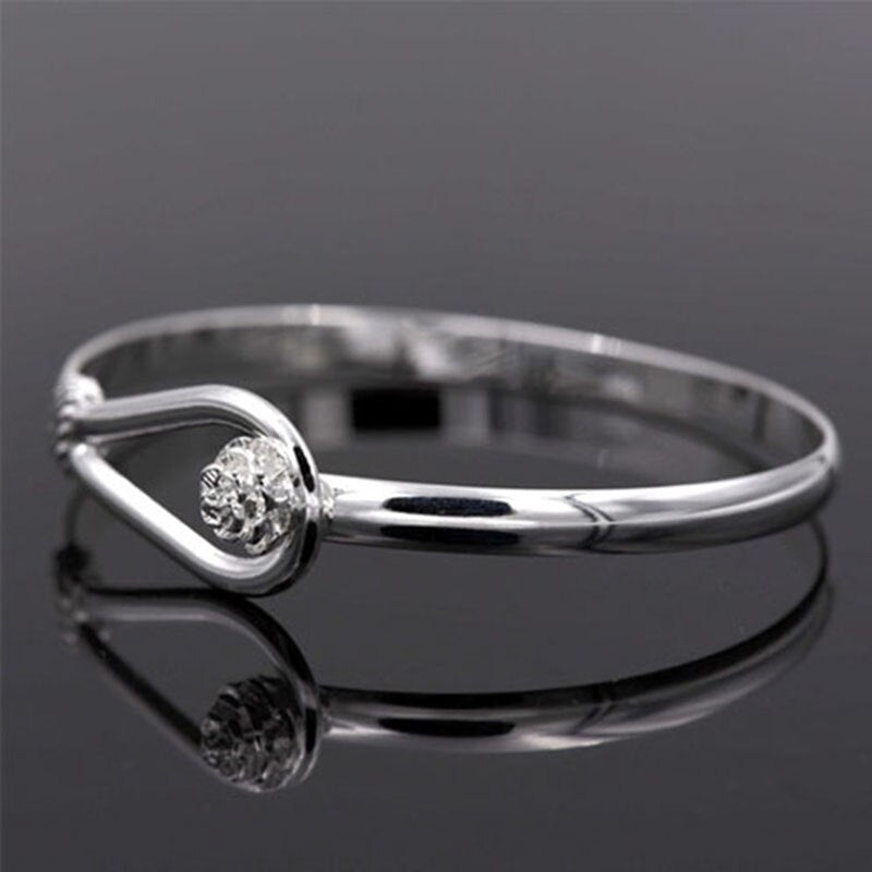 925 Stamp Silver Color Shining Flower Charm Bracelet Simple And Fresh Women Bracelet  Women Cute Wedding Bracelet Christmas