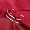 925 Stamp Silver Color Simple Line Cuff Bracelets For Women  Retro Bangles Wedding Party Jewelry Christmas Gift GaaBou