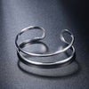 925 Stamp Silver Color Simple Line Cuff Bracelets For Women  Retro Bangles Wedding Party Jewelry Christmas Gift GaaBou