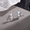 925 Stamp Silver Color Small Astronaut Stud Earrings Women's Crystals Earring Piercing Party Jewelry 2022 Christmas